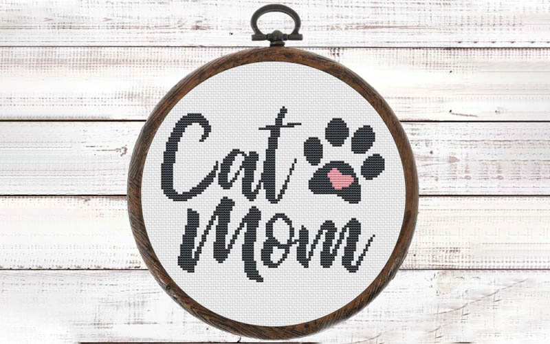 Cat mom Cross Stitch Pattern PDF, Cat lover Cross Stitch design, Mothers Day Cross Stitch Pattern Modern