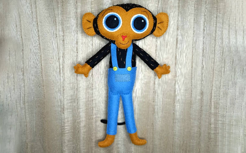 Mr. monkey mechanic felt toy